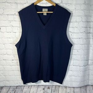 LL Bean Mens Blue Lambswool Sweater Vest size XL O QY80